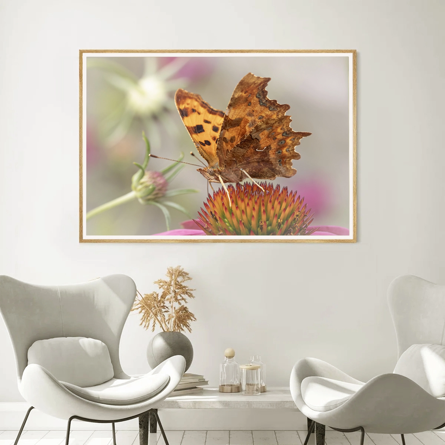 Comma Butterfly portrait wings frame