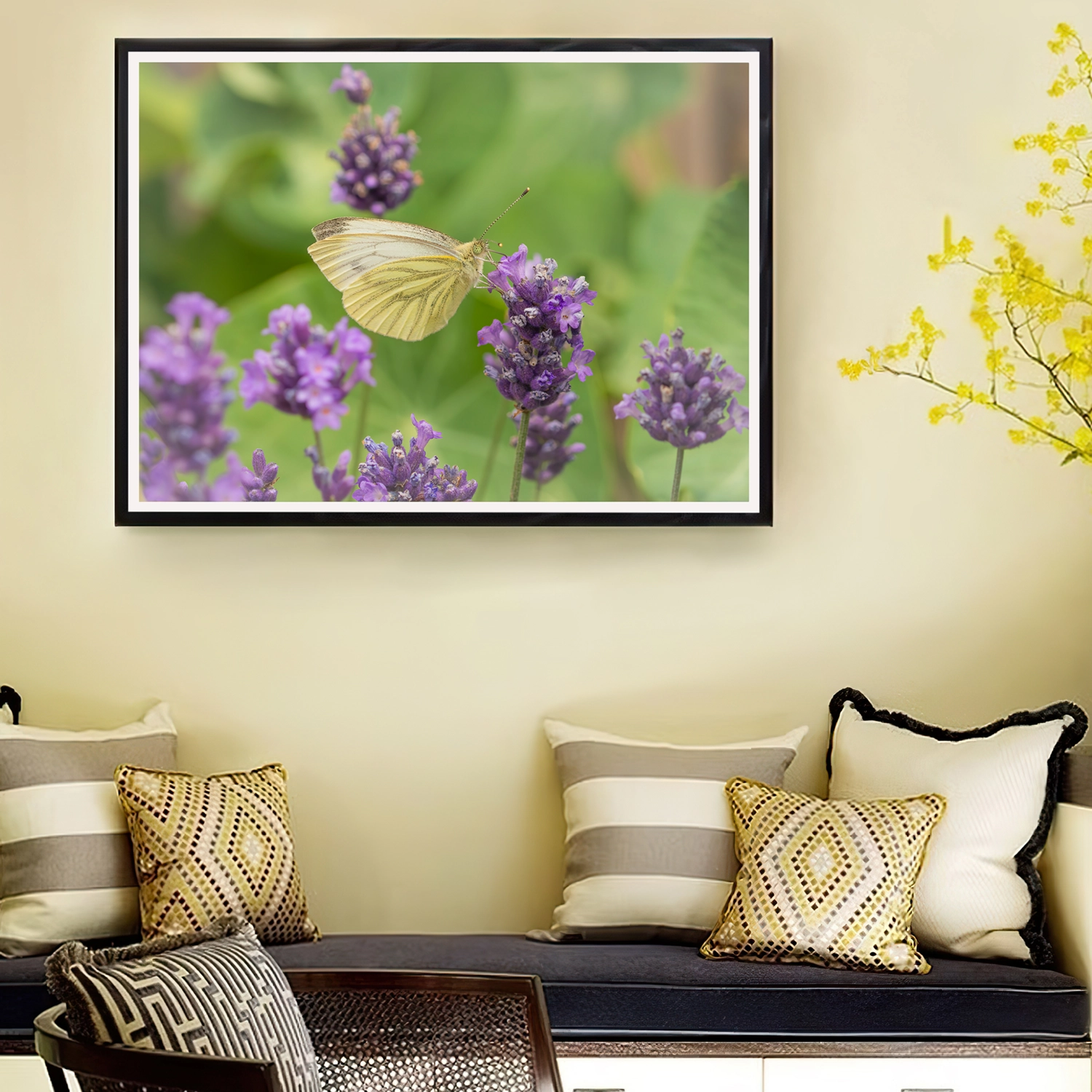 Green Veined White on Lavender 01 frame