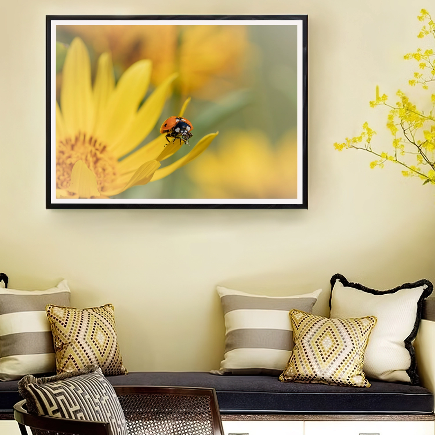 Ladybird on Sunflower frame